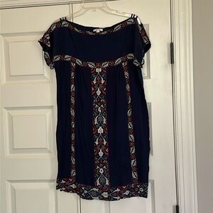 Sophie Max navy dress with shoulder cutout detail. Size large.